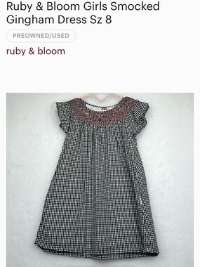 ruby & bloom Black and White Gingham Smocked Dress